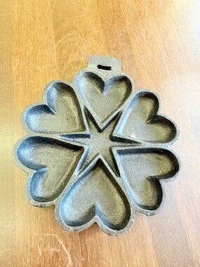 Vintage Current Cast Iron Heart Muffin Pan Taiwan Wall Hanging Farmhouse Decor
